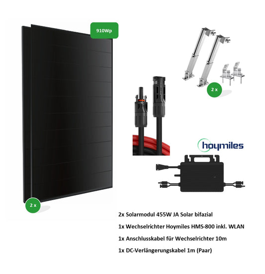 Balcony power plant | 2x modules | Mounting bracket for facade